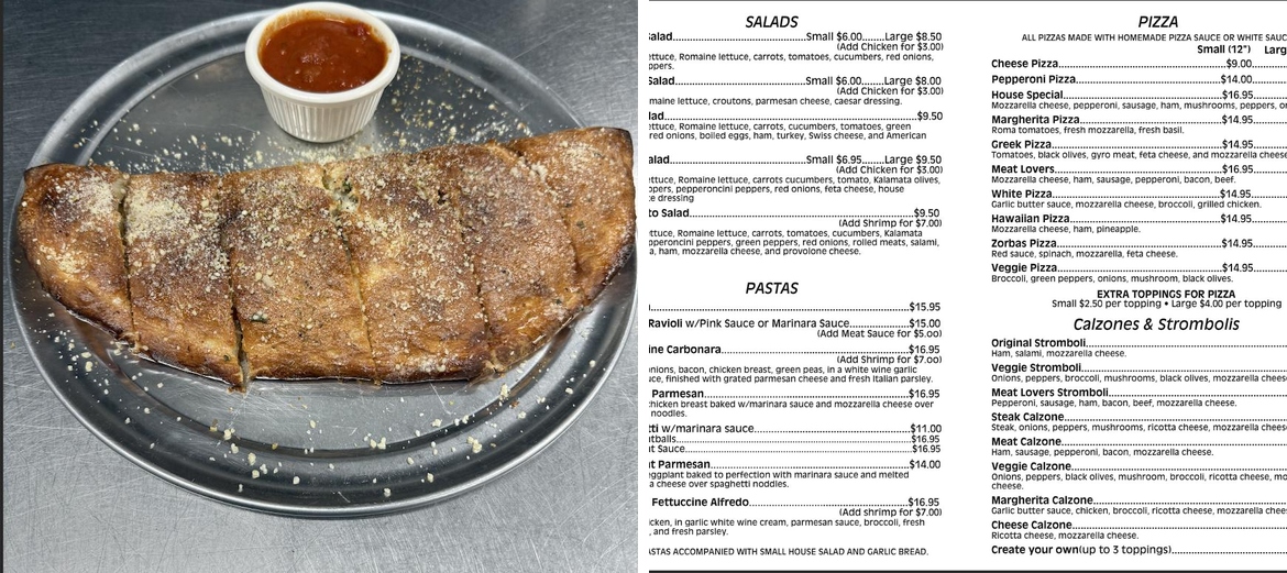 Stone Baked Pizzeria Menu
